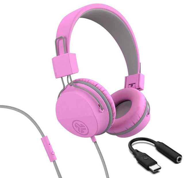 Main image of JBuddies Studio, Kids Wired on-Ear Headphones, Bundle with USB-C Adapter, Volume limiting, Foldable, Pink