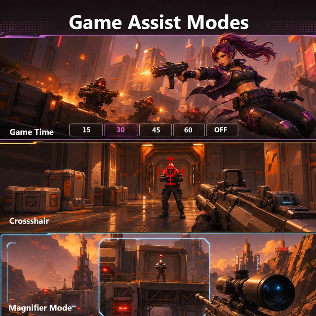Alt view image 6 of 7 - Z-Edge 27 inch Curved Gaming Monitor, QHD 1440P 240Hz 165Hz 144Hz MPRT 1ms, FreeSync, 1500R Curveture 1.07B Colors, 5000:1 Contrast, UG27PX, PIP/PBP, DP x2, HDMI x2