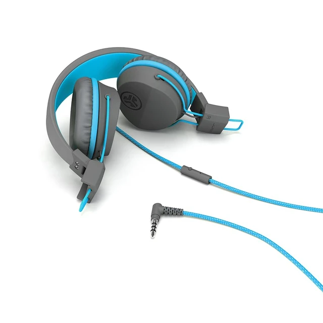 Alt view image 3 of 7 - JBuddies Studio, Kids Wired on-Ear Headphones, Bundle with USB-C Adapter, Volume limiting, Foldable, Grey/Blue