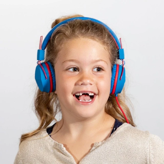 Alt view image 2 of 5 - JBuddies Studio, Kids Wired on-Ear Headphones, Bundle with USB-C Adapter, Volume limiting, Foldable, Blue/Pink