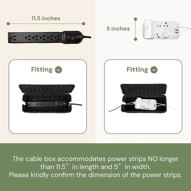 Alt view image 4 of 7 - Cable Management Box, Handmade Rattan Cord Organizer for Power Strip Open Slots Cord Hider for Power Strip, Router & USB Hub, Registered U.S. Design Patent