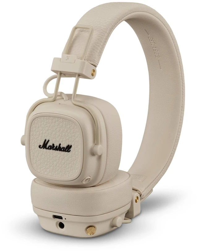 Main image of Major V Wireless On-Ear Bluetooth Headphones - Cream 100+ Hr Playtime Microphone for Calls Lightweight Foldable Design for Travel Detachable Audio Cable