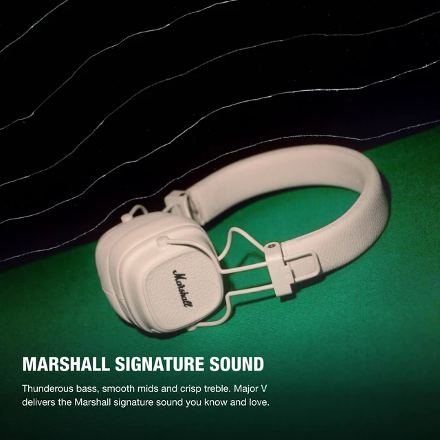 Alt view image 2 of 7 - Major V Wireless On-Ear Bluetooth Headphones - Cream 100+ Hr Playtime Microphone for Calls Lightweight Foldable Design for Travel Detachable Audio Cable