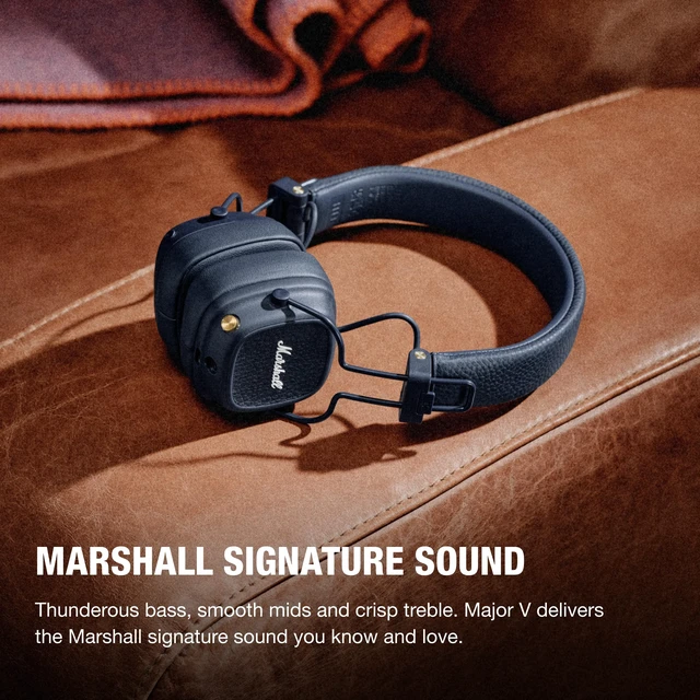 Alt view image 2 of 7 - Major V Wireless On-Ear Bluetooth Headphones - Midnight Blue 100+ Hr Playtime Microphone for Calls Lightweight Foldable Design for Travel Detachable Audio Cable