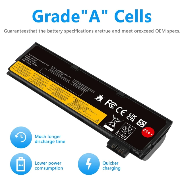 Alt view image 6 of 7 - 72Wh 61++ 01AV427 01AV425 Battery for Lenovo ThinkPad T480 T470 P51S P52S T570 T580 A485 A475 TP25 Series SB10K97584 SB10K97585 01AV490 01AV492 X50M08812 4X50M08812 01AV422 01AV423 01AV428