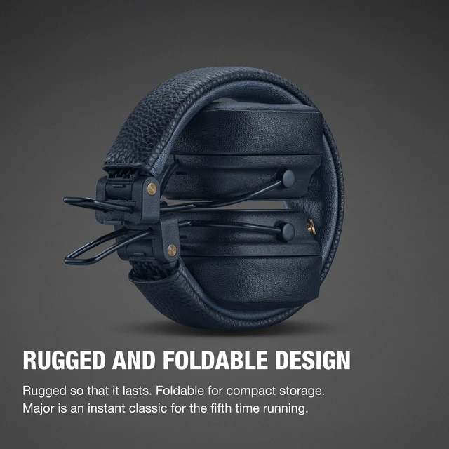 Alt view image 4 of 7 - Major V Wireless On-Ear Bluetooth Headphones - Midnight Blue 100+ Hr Playtime Microphone for Calls Lightweight Foldable Design for Travel Detachable Audio Cable