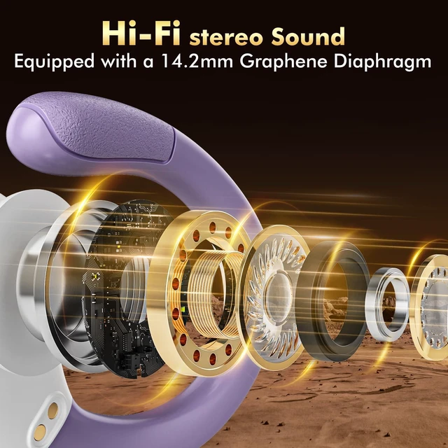 Alt view image 3 of 7 - Wireless Earbuds, Sports Bluetooth Headphones, 80Hrs Playtime Ear Buds with LED Power Display, Noise Canceling Headset, IPX7 Waterproof Earphones for Workout/Running (Purple)