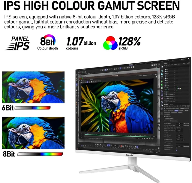 Alt view image 3 of 7 - 28 inch UHD 4K computer monitor, IPS Ultra HD (3840×2560p)PC screen 3:2 ratio, 1.07 billion colours, 128% sRGB, built-in speakers, 178° wide viewing angle DisplayPort, HDMI, white