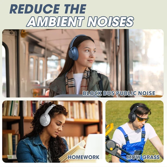 Alt view image 7 of 7 - Hybrid Active Noise Cancelling Headphones Wireless Over Ear 70Hours Foldable Bluetooth 6.0,Transparent Modes,3.5MM Cable,Lightweight Built-in Mic,HiFi Stereo Deep Bass,Soft-Earpad,Fast Charging