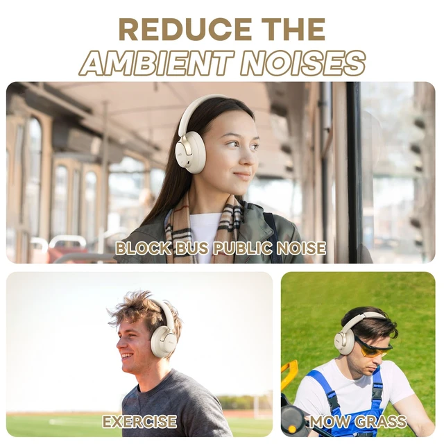 Alt view image 7 of 7 - Hybrid Active Noise Cancelling Headphones Wireless Over Ear 70Hours Foldable Bluetooth 6.0,Transparent Modes,3.5MM Cable,Lightweight Built-in Mic,HiFi Stereo Deep Bass,Soft-Earpad,Fast Charging