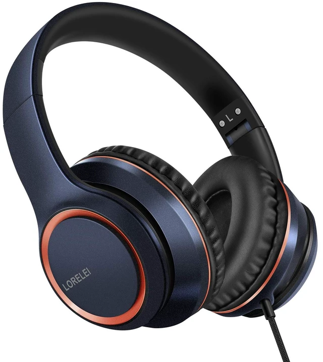 Main image of X8 Over-Ear Wired Headphones with Microphone with 1.45m-Tangle-Free Nylon Line&3.5mm Plug,Lightweight Foldable & Portable Headphones for Smartphone,Tablet,Computer,Mp3/4(Dark Blue)