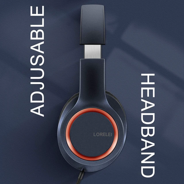 Alt view image 5 of 7 - X8 Over-Ear Wired Headphones with Microphone with 1.45m-Tangle-Free Nylon Line&3.5mm Plug,Lightweight Foldable & Portable Headphones for Smartphone,Tablet,Computer,Mp3/4(Dark Blue)