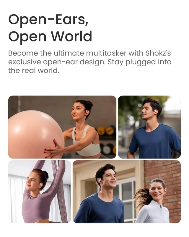 Alt view image 5 of 7 - OpenFit Air - Open-Ear Headphones, True Wireless Earbuds, Water Resistant, Secure Earhooks for Daily Use, White