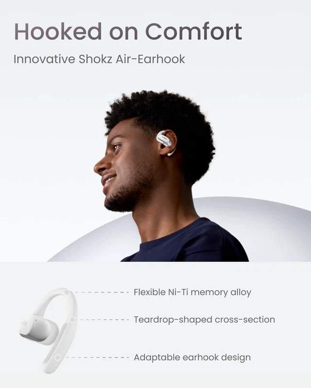Alt view image 3 of 7 - OpenFit Air - Open-Ear Headphones, True Wireless Earbuds, Water Resistant, Secure Earhooks for Daily Use, White