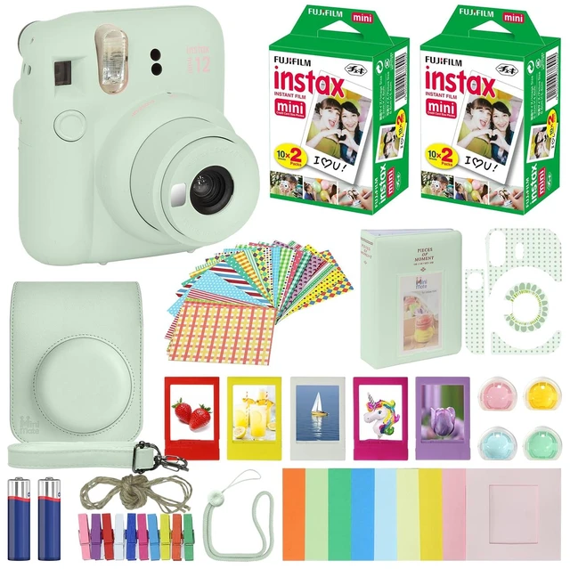 Main image of Instax Mini 12 Instant Camera Mint Green + Carrying Case + Fuji Instax Film Value Pack (40 Sheets) Accessories Bundle, Color Filters, Photo Album, Assorted Frames