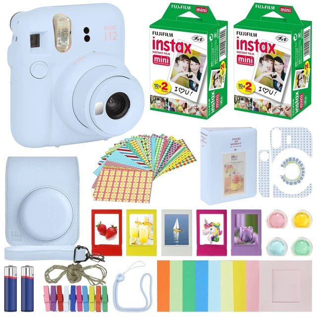 Main image of Instax Mini 12 Instant Camera Pastel Blue + Carrying Case + Fuji Instax Film Value Pack (40 Sheets) Accessories Bundle, Color Filters, Photo Album, Assorted Frames