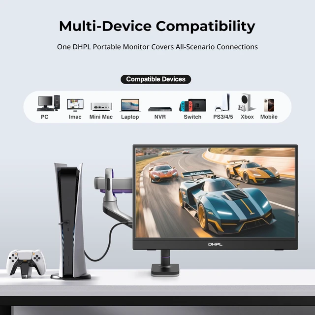 Alt view image 5 of 7 - Portable Monitor 15.6 Inch FHD 1080P IPS Screen Extender for Laptop Ultra-Slim 1.4lb Travel Monitor with Smart Cover, Dual USB-C & HDMI, VESA 75x75, Speakers, for Mac PC Phone Switch PS5 Xbox
