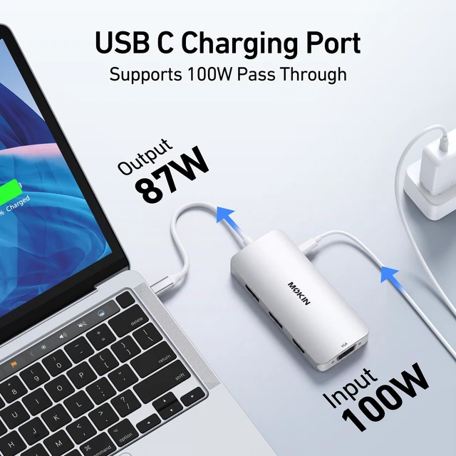 Alt view image 3 of 6 - USB C Docking Station Dual DisplayPort, 8 in 1 USB Hub with 2 DP, HDMI, VGA, USB C 2.0, A 2.0, PD Charging Port, Multi Monitor Adapter for Dell/HP Laptops, Silver