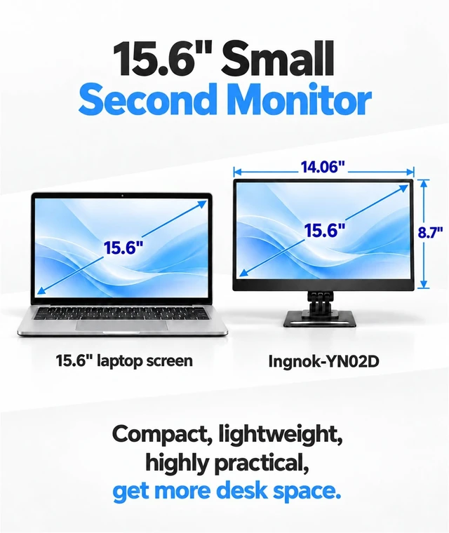 Alt view image 7 of 7 - Portable Monitor for Laptop,15.6 Inch USB C Screen Extender with Adjustable Stand,Dual USB C,Mini HDMI Monitor Portatil for Laptop,Mac,mini PC,Built-in Speakers,300nit Brightness