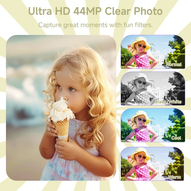 Alt view image 3 of 7 - Digital Camera for Teens, 4K 44MP FHD 16x Zoom Point Shoot Camera 64GB Card Autofocus, Fill Light, Webcam Mode, Continuous Shooting, Time-Lapse, Filters, Easy Operation, Ideal for Beginners Kids
