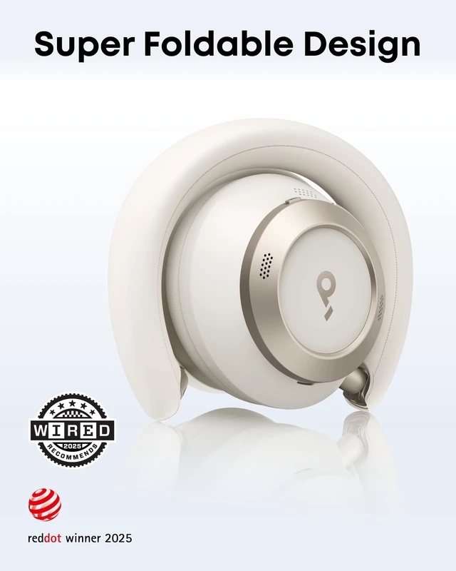Alt view image 2 of 7 - Anker Space One Pro Wireless Over-Ear Headphones, Foldable Design Adaptive Active Noise Cancelling, 60H Playtime, Hi-Res LDAC, multipoint connection, 6-Mic Calls, 5-Min Charge for 8 Hrs