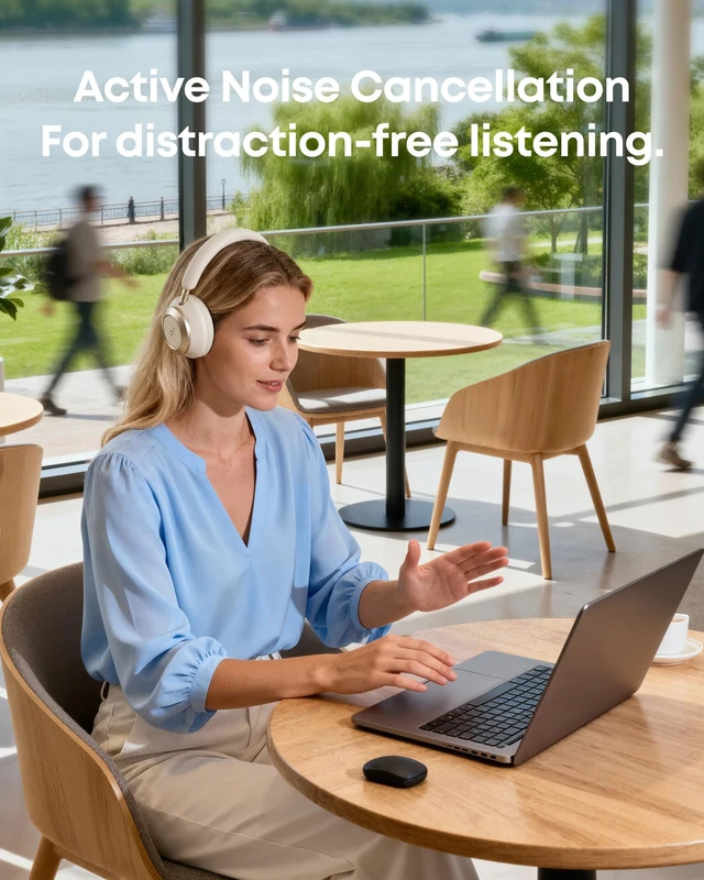 Alt view image 7 of 7 - Anker Space One Pro Wireless Over-Ear Headphones, Foldable Design Adaptive Active Noise Cancelling, 60H Playtime, Hi-Res LDAC, multipoint connection, 6-Mic Calls, 5-Min Charge for 8 Hrs