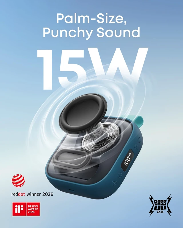 Alt view image 3 of 7 - Boom Go 3i Portable Bluetooth Speaker by Anker, 24H Playtime IP68, 15W Punchy Sound, Bluetooth 6.0, Emergency Charging, BassUp 2.0, Waterproof Speaker for Hiking/Cycling/Camping(Blue)