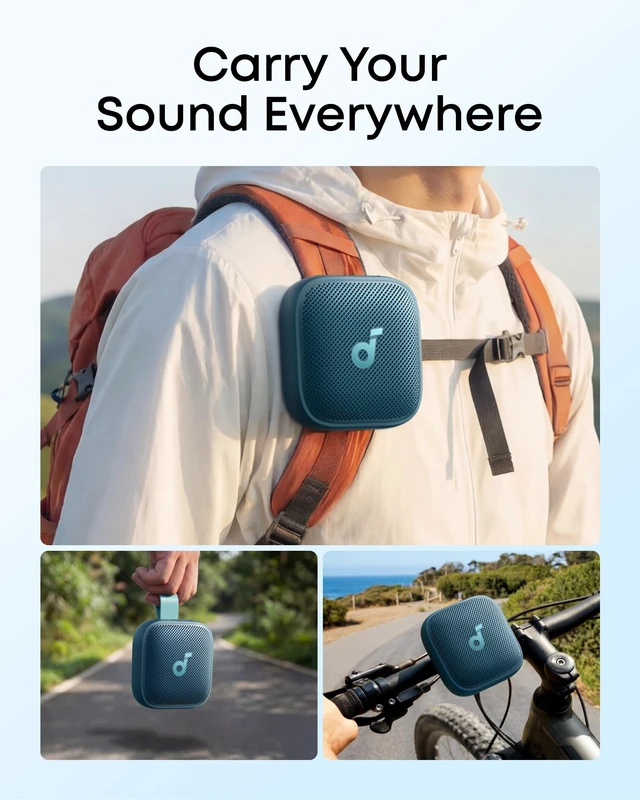 Alt view image 5 of 7 - Boom Go 3i Portable Bluetooth Speaker by Anker, 24H Playtime IP68, 15W Punchy Sound, Bluetooth 6.0, Emergency Charging, BassUp 2.0, Waterproof Speaker for Hiking/Cycling/Camping(Blue)