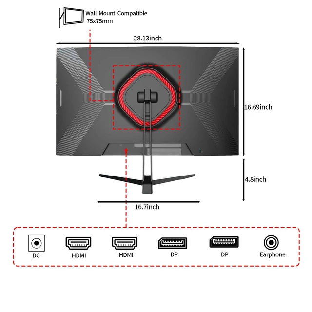 Alt view image 4 of 7 - 27 inch 4K UHD Monitor,75Hz Refresh Rate,HDR10,HDMI 2.0×2/DP 1.2×2,Compatible with Wall Mounting,Ideal for Business & Office Work