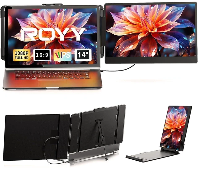 Main image of Laptop Screen Extender, 14" 1080P FHD IPS Portable Monitor Plug & play, Fits 13-17.3" laptops, Second screen compatible with Windows/Mac/Android/Switch/PS