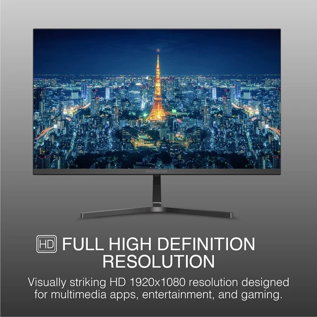 Alt view image 2 of 6 - airFrame 21" FHD Monitor, 1920x1080, Ultrawide, VESA Mount, Tilt Adjust, HDMI/VGA, Slim Bezel, for Home, Office, and Light Gaming - 2 Pack