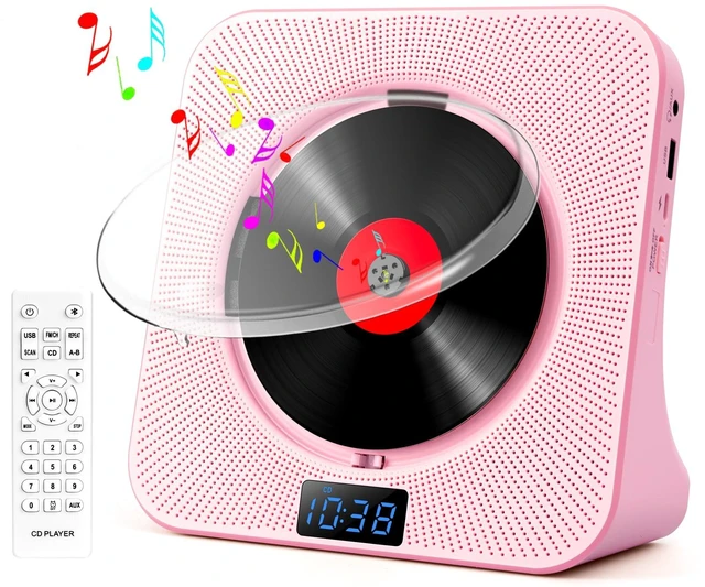 Alt view image 2 of 7 - Portable CD Player with Bluetooth, Hi-Fi Speakers & FM Radio Bluetooth transmitter & receiver, kpop compact CD player for kids & seniors, Hi-Fi stereo, sleep timer, USB/AUX, 5 CD formats
