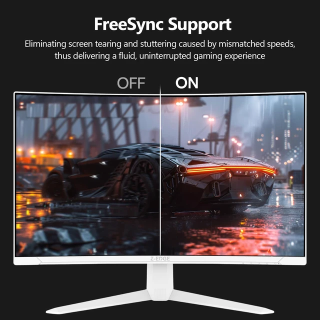 Alt view image 6 of 7 - Z-Edge 27 inch White Curved Gaming Monitor, 1080P, 300Hz Computer Screen UG27SW 1500R Curved Computer Monitor, 1ms, FreeSync, Low Blue Light, Dual DP & HDMI, Metal Stand, for Office & Gaming