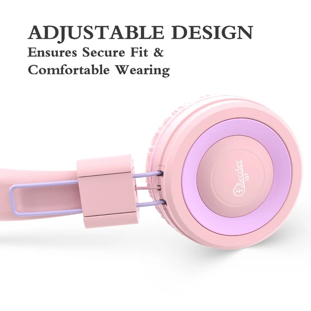 Alt view image 5 of 6 - i37 Kids Headphones for School Child Girls Boys Teens, Peach/Purple Foldable Adjustable Lightweight, 3.5mm Audio Jack On Ear Headphones for Smartphones Chromebook Computer PC Tablets Travel