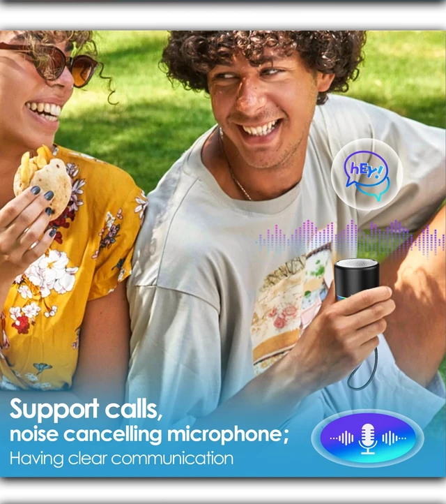 Alt view image 3 of 7 - Portable Bluetooth Speaker Case Packed, Mini Speaker, Noise Mic 12H Battery Life, Metal Cover,TWS Pairing, Wireless Speaker with RGB Lights for Home/Travel/Outdoor/Car/Beach by Music Lovers
