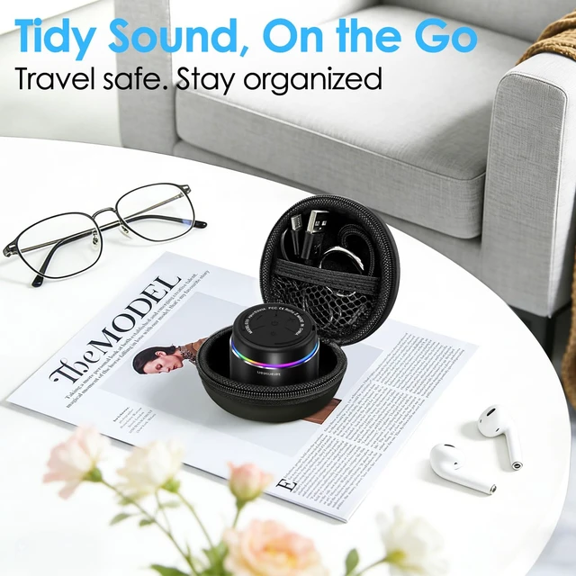 Alt view image 7 of 7 - Portable Bluetooth Speaker Case Packed, Mini Speaker, Noise Mic 12H Battery Life, Metal Cover,TWS Pairing, Wireless Speaker with RGB Lights for Home/Travel/Outdoor/Car/Beach by Music Lovers