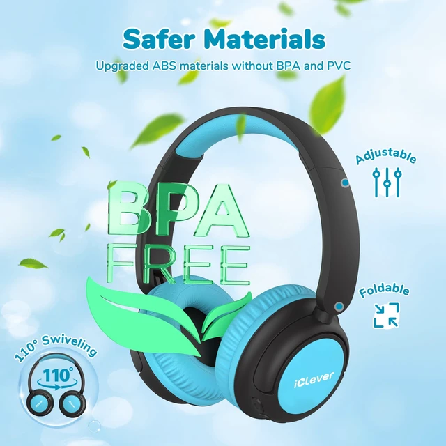 Alt view image 5 of 7 - BTH22 Kids Bluetooth Headphones for Toddler Travel, 60H Play Time SafeSound Tech3.0, Stereo Sound, USB C Fast Charging, AUX Cable, Kids Wireless Headphones for Girls/Boys/Tablet/PC/School