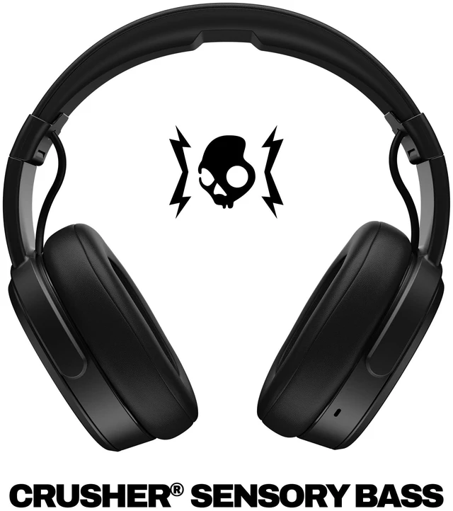 Alt view image 2 of 7 - Crusher Wireless Multi-Sensory Bass Bluetooth Headphones - Black Patented Crusher Bass Technology, Noise Isolating Over-Ear Fit, 50 Hours Battery, Microphone for iPhone Android
