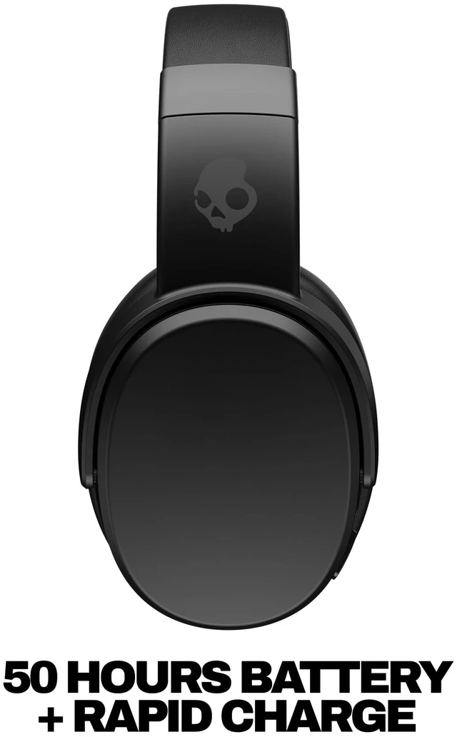 Alt view image 4 of 7 - Crusher Wireless Multi-Sensory Bass Bluetooth Headphones - Black Patented Crusher Bass Technology, Noise Isolating Over-Ear Fit, 50 Hours Battery, Microphone for iPhone Android