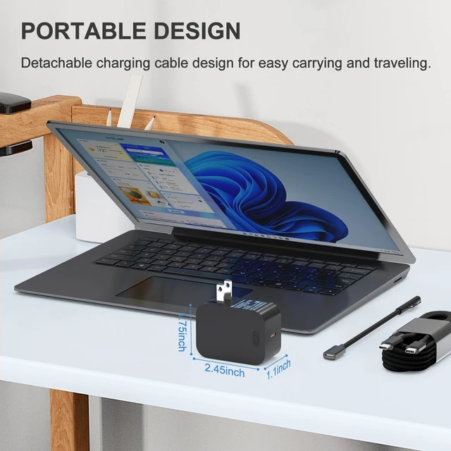 Alt view image 7 of 7 - New 65W Surface Pro ChargerMicrosoft Surface Charge Compatible with Surface Pro 12/11/10/9/8/7+/7/6/5/4/X Power Adapter, Microsoft Surface Book 1 2 3, Both Microsoft Surface Laptop/Tablet