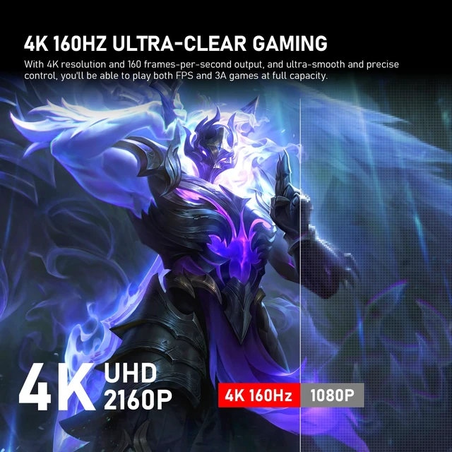 Alt view image 2 of 7 - 27 inch IPS PC Screen, 4K 160Hz Gaming Computer Monitor 3440×1440 Resolution,1ms, FreeSync, 100%sRGB, HDMI 2.1, DisplayPort,Height-adjustable and swivel,Black