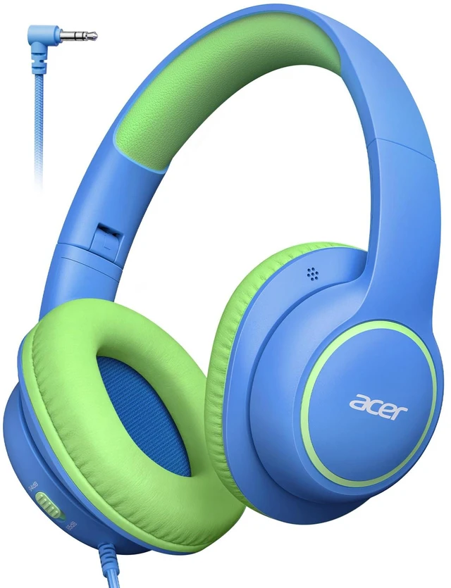 Main image of OHW328 Kids Headphones Wired for School - Over Ear Design 85/94dB Safe Volume, 3.5mm Jack Foldable Headphones for Kids Boys Girls Classroom Yoto Player Chromebook Travel Blue Green