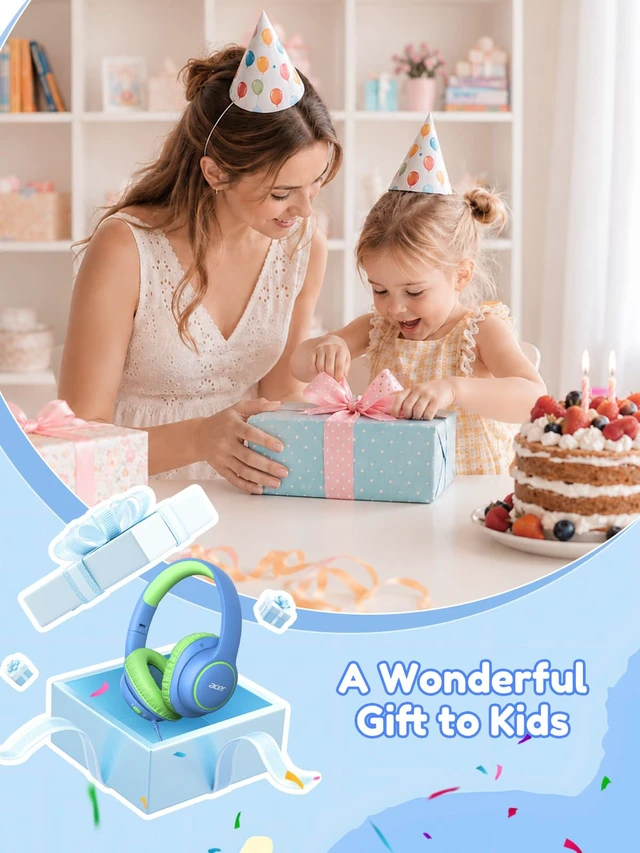 Alt view image 2 of 7 - OHW328 Kids Headphones Wired for School - Over Ear Design 85/94dB Safe Volume, 3.5mm Jack Foldable Headphones for Kids Boys Girls Classroom Yoto Player Chromebook Travel Blue Green