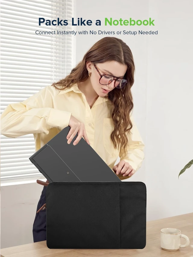 Alt view image 5 of 7 - Portable Monitor Touchscreen 15.6" 10-Point Touch Travel Monitor 1080P IPS 125% sRGB, Stand & Speaker, Ultra-Slim, VESA & Sleeve, Eye Care, USB-C MINI HDMI, For Laptop Phone Game Consoles