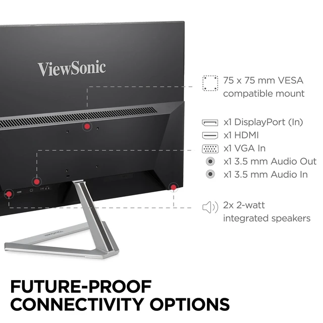 Alt view image 4 of 5 - VX2476-SMHD 24 Inch 1080p Computer Monitor, IPS LED Display DisplayPort, HDMI, VGA, Ultra Thin Bezels, Eye Care, FreeSync, Home Office, Laptop, PC, Macs, Anti Glare, 100Hz, 4ms Response