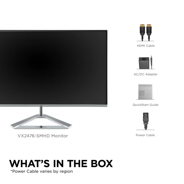 Alt view image 5 of 5 - VX2476-SMHD 24 Inch 1080p Computer Monitor, IPS LED Display DisplayPort, HDMI, VGA, Ultra Thin Bezels, Eye Care, FreeSync, Home Office, Laptop, PC, Macs, Anti Glare, 100Hz, 4ms Response