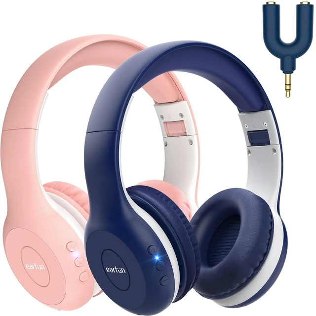 Main image of K2 Kids Bluetooth Headphones for School/Travel,Built-in Mic, 2 Packs Volume Limited, 40H Playtime, Stereo Sound, Foldable Over-Ear Headphone for Kids/Toddler/Travel/Tablet, Blue&Pink
