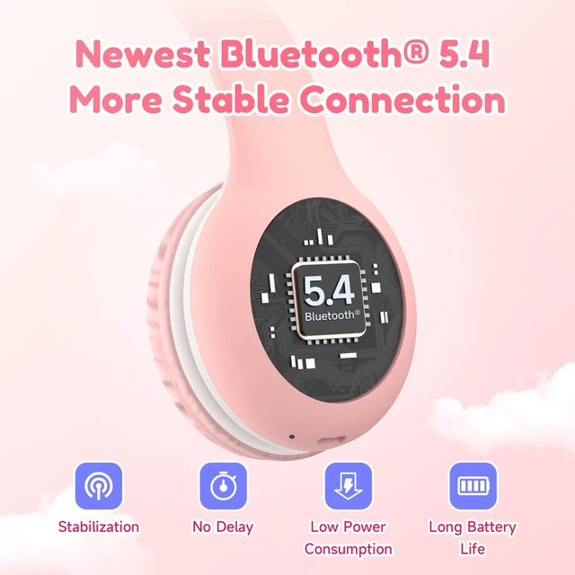 Alt view image 6 of 7 - K2 Kids Bluetooth Headphones for School/Travel,Built-in Mic, 2 Packs Volume Limited, 40H Playtime, Stereo Sound, Foldable Over-Ear Headphone for Kids/Toddler/Travel/Tablet, Blue&Pink