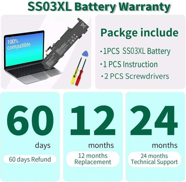 Alt view image 6 of 7 - SS03XL 933321-855 Battery for HP EliteBook 840 G5,EliteBook 730 735 740 G5 EliteBook 745 830 846 G5, 735 745 830 840 G6 ZBook 14U G6 HSN-I13C-4 HSN-112C HSTNN-LB8G 932823-421 932823-1C1 SS03050XL