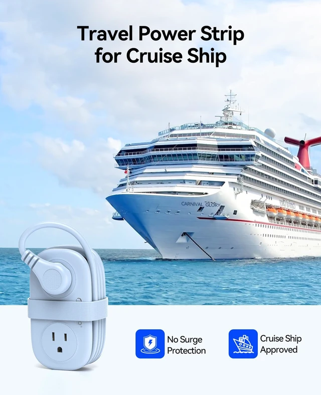 Alt view image 7 of 7 - Cruise Approved Travel Power Strip, 4FT Wrap-Around Extension Cord with 4 AC Outlets 3 USB Ports (1 USB C), 45° Flat Plug, Non Surge Protector for Travel, Cruise Ship ETL Listed-AP3